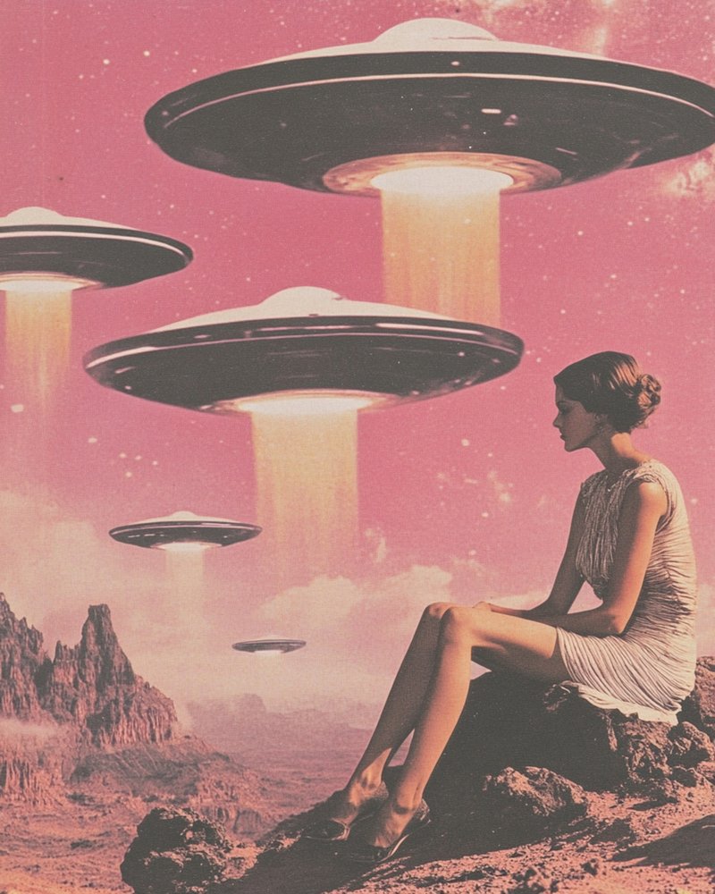Egy nő rózsaszínű UFO-kat lát alkotó: Samantha Hearn