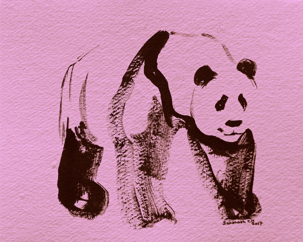 Rózsaszín panda ecsetvonásai alkotó: Santhosh ch