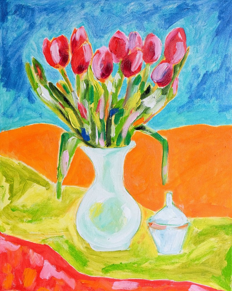 Vörös tulipánok vázában alkotó: Tamara Jare
