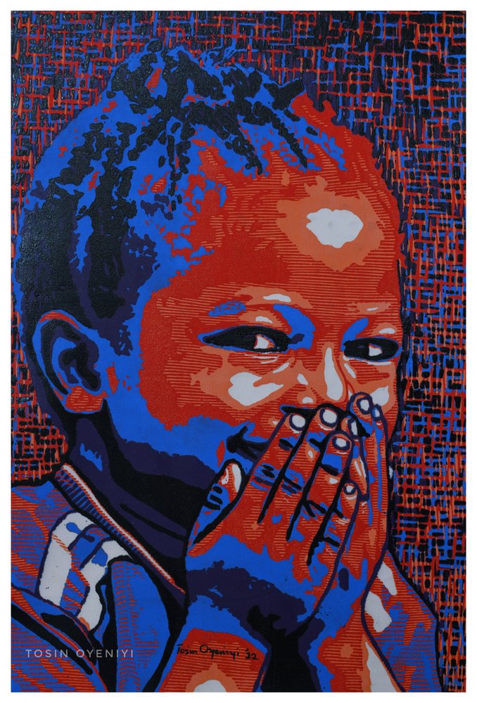 Nevető fiú portréja alkotó: Tosin Oyeniyi
