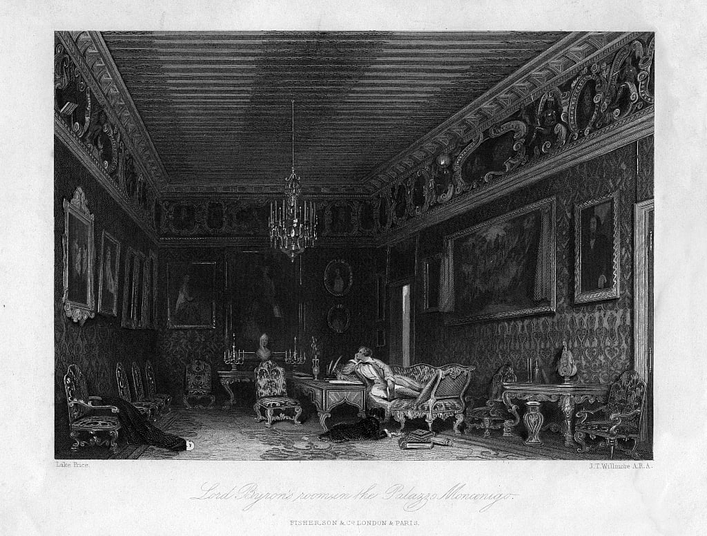 Lord Byrons szoba a Palazzo Mocenigóban Velence Olaszország 19 század