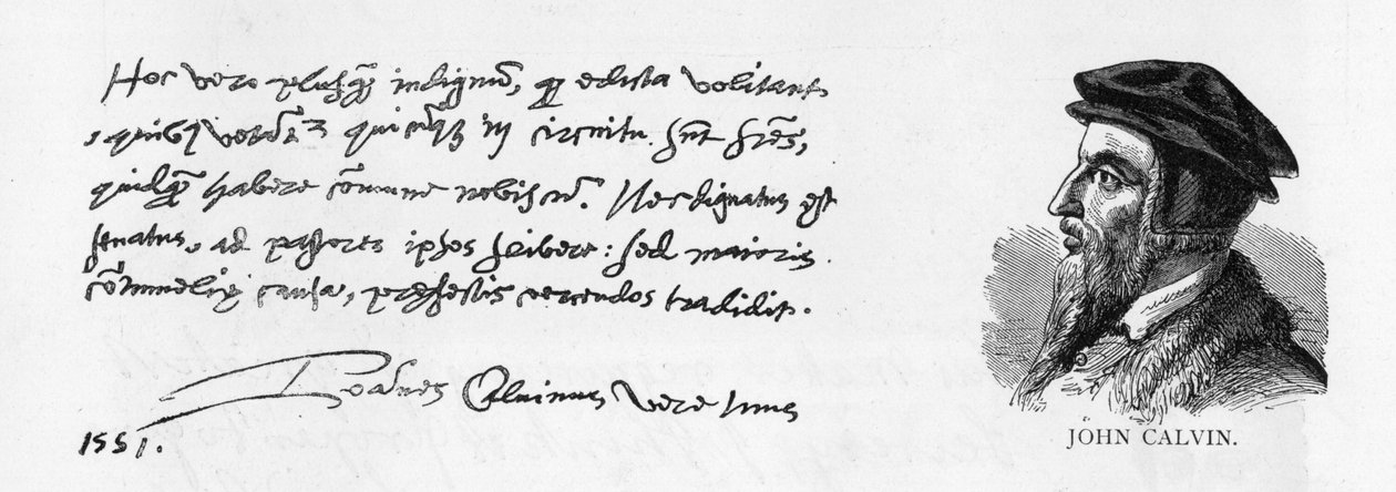 Kálvin János kézírása és aláírása, 1551. december 8 alkotó: Unknown