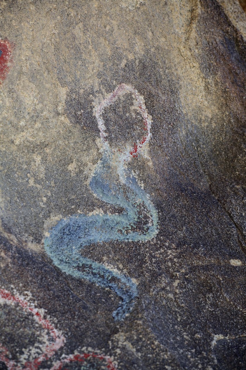 Észak-Amerika indián petroglyfái. Az 50-es években készült festmény egy western forgatásához. Park National Joshua Tree, Kalifornia, USA. Észak-amerikai indián kultúra alkotó: Unknown