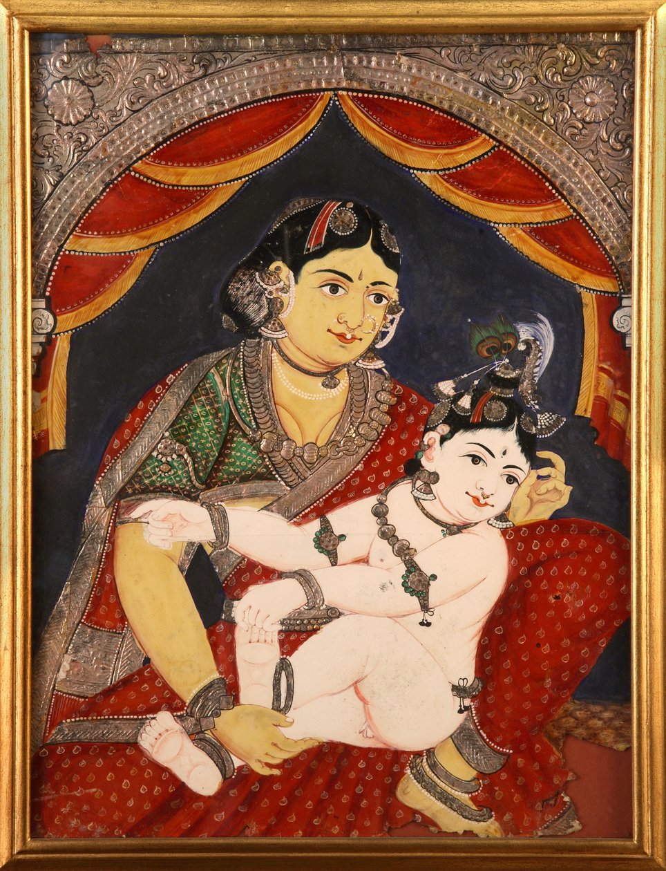 Krishna, Tanjore festőiskola a 19. század végén. Tamil Nadu, India alkotó: Unknown