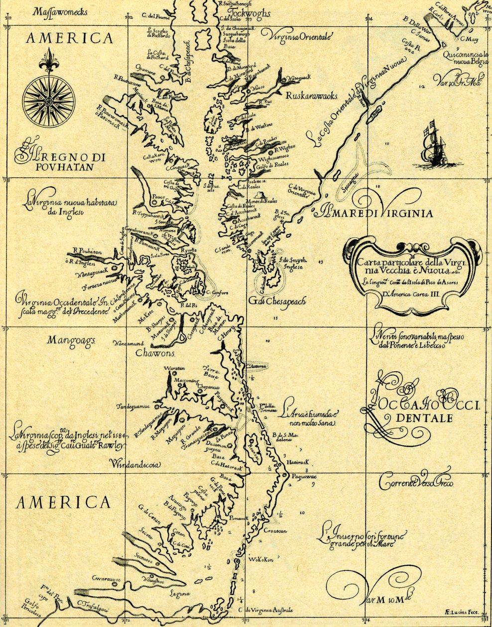 Régi és Új-Virginia térképe, 1646-47 alkotó: Unknown