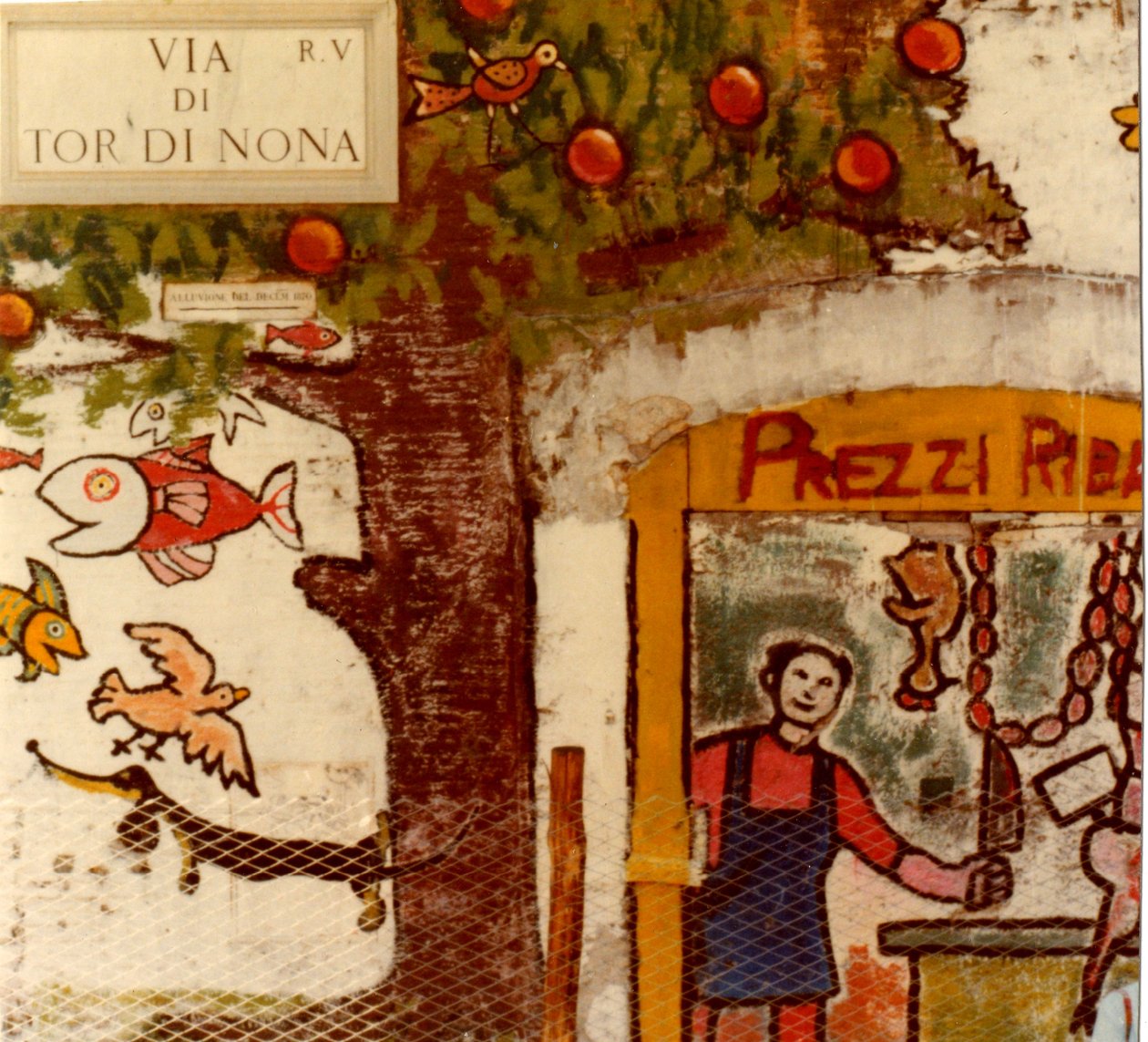 Falfestmények a Via di Tor di Nonában, Rómában, 1977 alkotó: Unknown