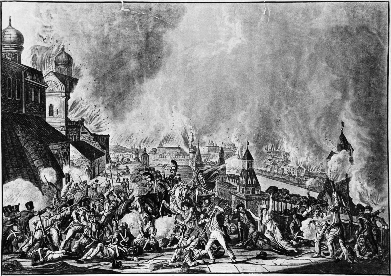 1812-es napóleoni háború, Moszkvai tűzvész, 1812. szeptember 15. L, Rugendas (1813) metszetéből. alkotó: Unknown