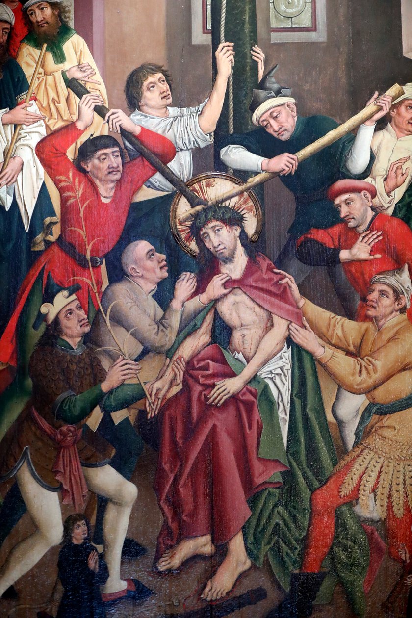 Saint-Pierre le Vieux katolikus templom, Krisztus szenvedésében, Jézust megostorozzák és tövisek koronázzák meg, Henri Lutzelman festménye 15. század, Strasbourg, Franciaország. alkotó: Unknown