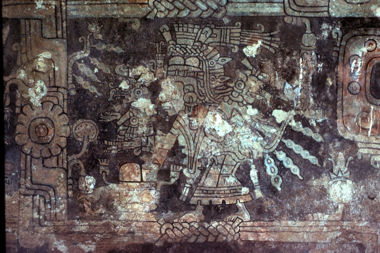 Ixchel istennő, a freskók templomának belseje, Maya késő posztklasszikus időszak, Tulum, Yucatán-félsziget, Mexikó alkotó: Unknown