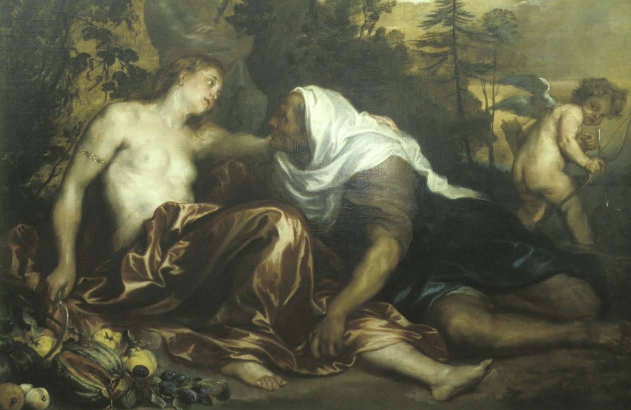Vertumnus és Pomona festmény, Van Dyck műalkotás, Palazzo Bianco, Genova, Ligury, Olaszország alkotó: Unknown