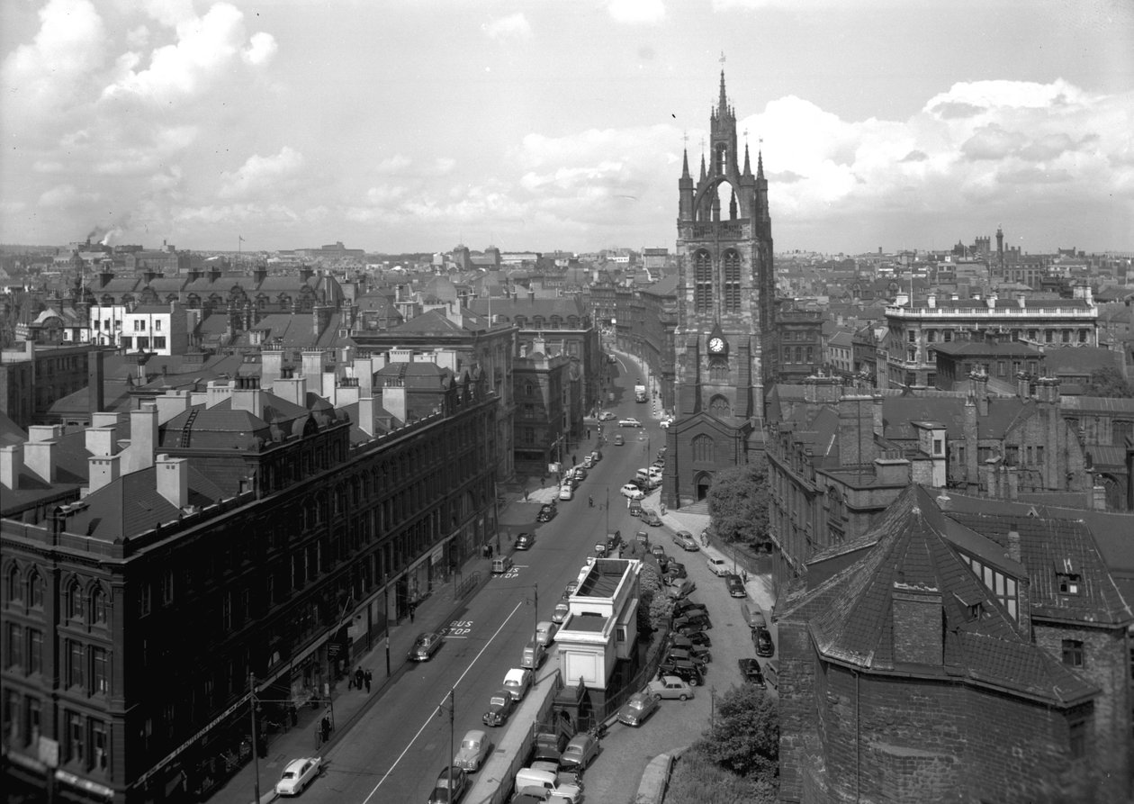 Kilátás a St Nicholas Street mentén a katedrális felé, Newcastle upon Tyne, 1956. október (bw fotó) alkotó: Unbekannt Unbekannt