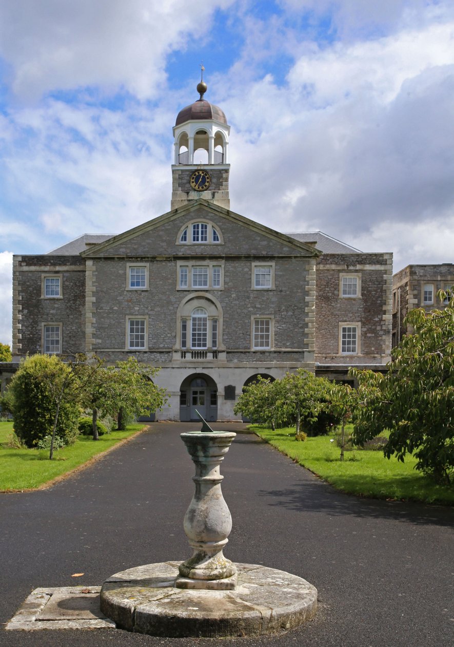 Kilátás a Trafalgar blokkra napórával, az egykori Royal Naval Hospital, Plymouth alkotó: Unbekannt Unbekannt