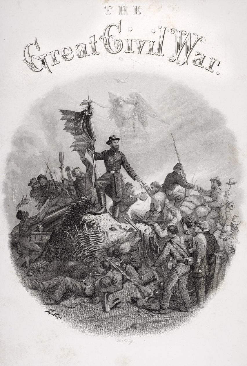 A Victory allegorikus metszete a „The Great Civil War: A History of the Late Rebellion” 3. kötetének címlapjáról, R.Thomas és B.G.Smith, R.Worthington, 1860-as évek alkotó: American School