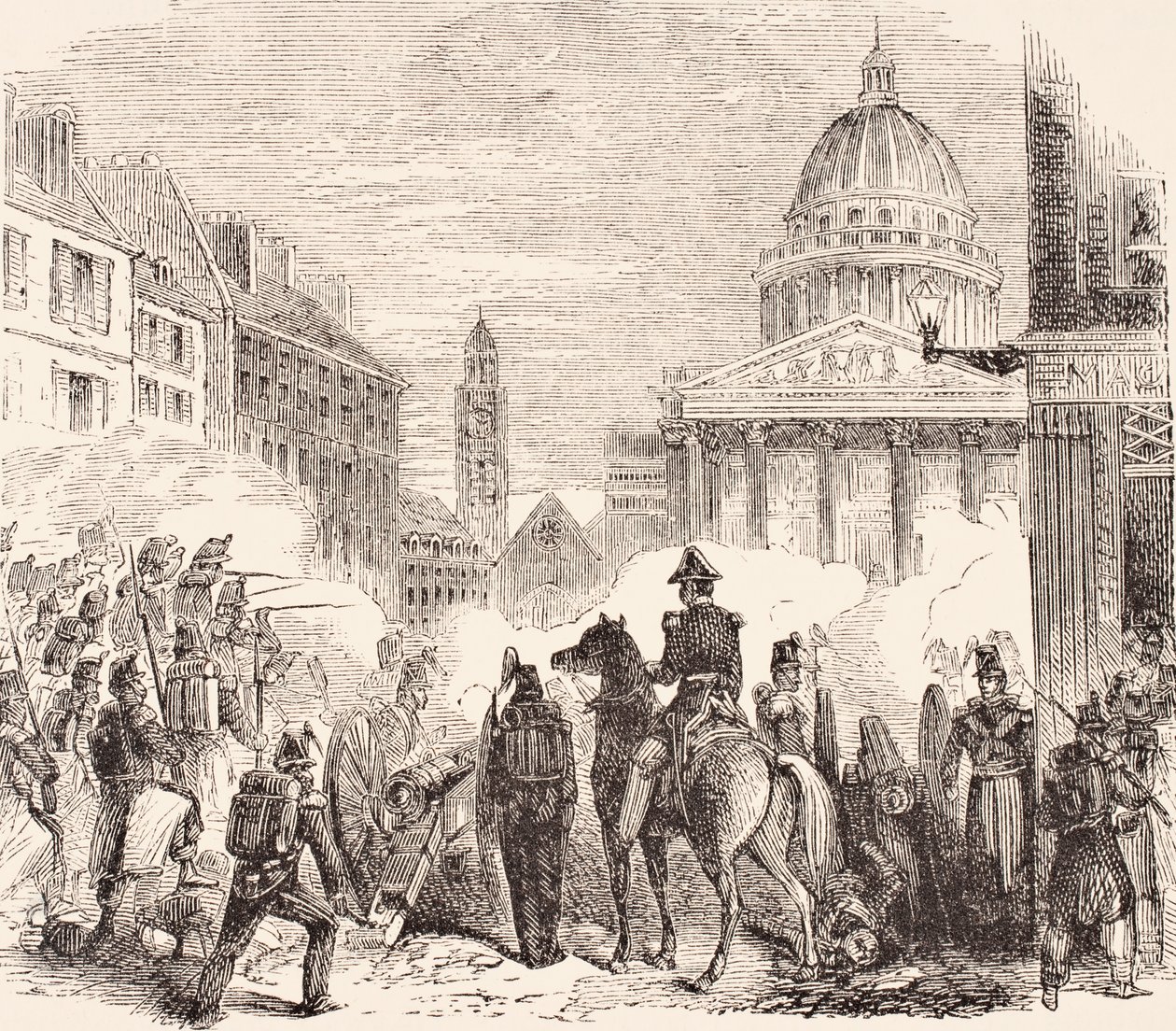 Incidens a párizsi Pantheon közelében, a francia munkáslázadás idején, 1848. június 23-25. William Hickman Smith Aubrey (1858-1916) Londonban megjelent „Anglia nemzeti és hazai története” című könyvéből. alkotó: English School