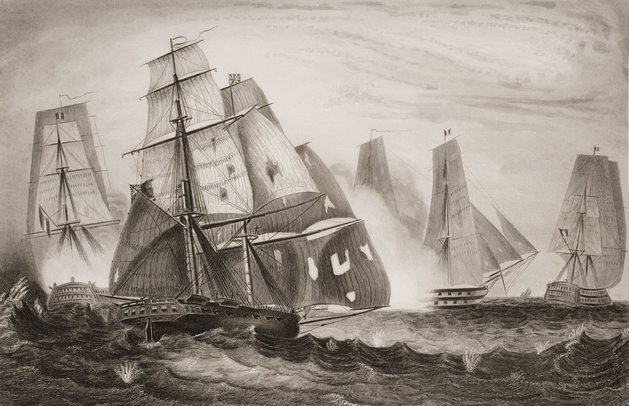 Charles Napier kapitány rettenthetetlen viselkedése a H.M. 18 fegyveres Brig Recruit, amelyért a D