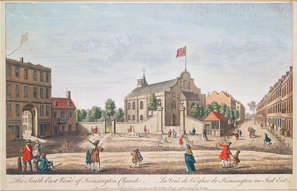 Kensington Church, London, S.E. Nézet (színes gravírozás) alkotó: English School