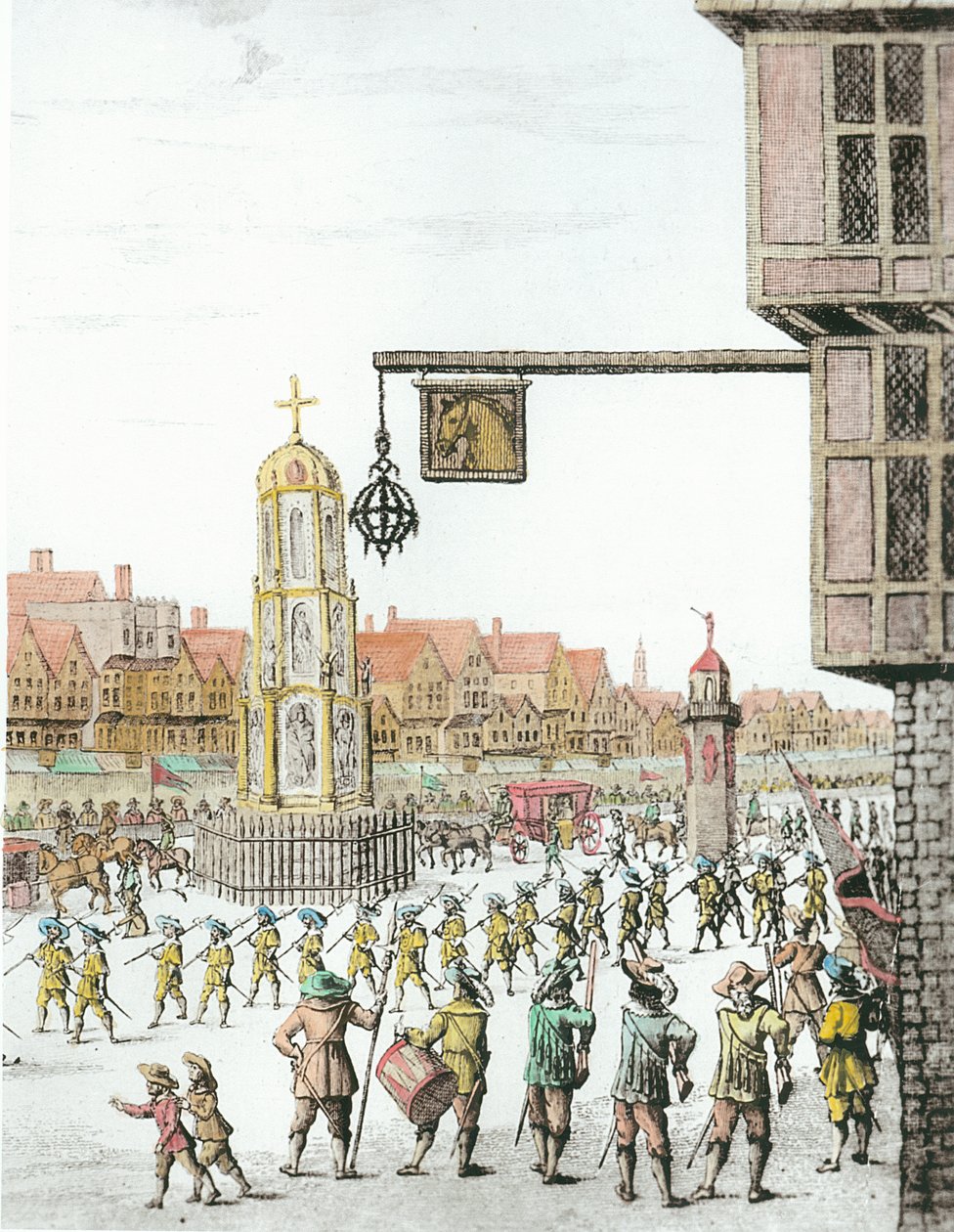 Marie de Medici körmenete Cheapside mentén, 1638, kiadó: William Herbert (1771-1851) és Robert Wilkinson (fl.1785-1825) 1809 (257497 részlet) (későbbi színezés) alkotó: English School