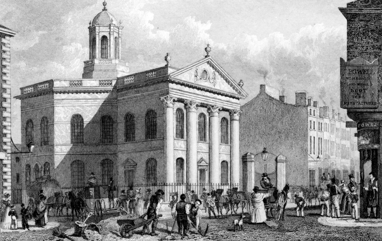Unitárius kápolna, Paradise Street, Liverpool, metszett J. Smith (metszet) alkotó: English School