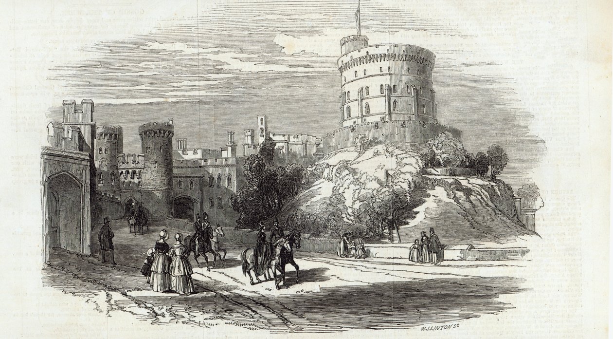 Windsori kastély – a kerek torony, a The Illustrated London Newsból, 1846. szeptember 26. (metszet) alkotó: English School