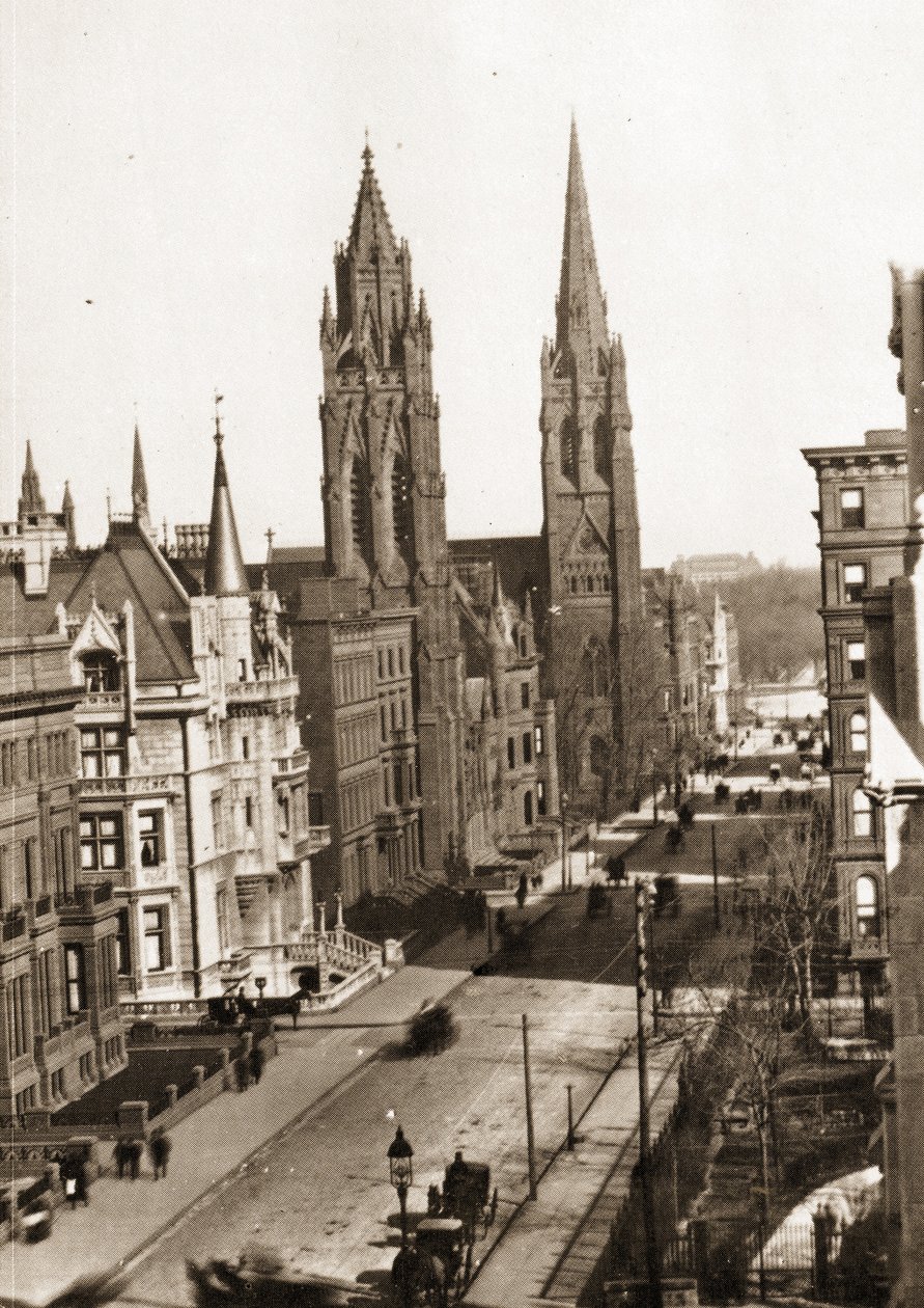 Kúriák és templomok az 5th Avenue-n, a Central Park alatt, New York City, 1884 körül alkotó: American Photographer
