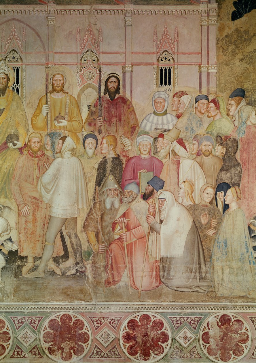 A harcias és diadalmas egyház, a világi hatóságok jobb oldali szárnyának részlete, háttérben a Santa Maria del Fiore, 1366-68 körül (72859, 31612 részlete). alkotó: Andrea di Bonaiuto
