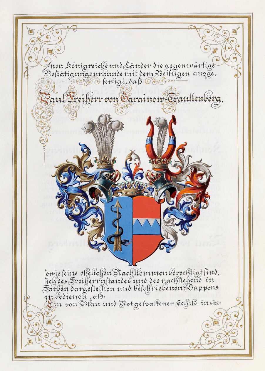Czímer Trauttenberg, nemesi oklevélből alkotó: Anonymous