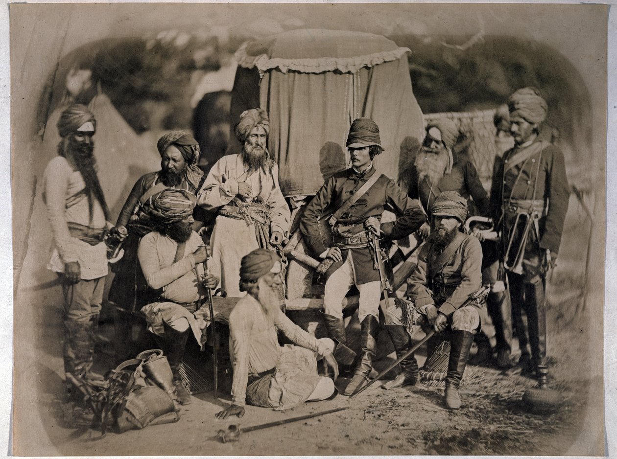 Szikh tisztek és férfiak csoportja, 1858 alkotó: English Photographer