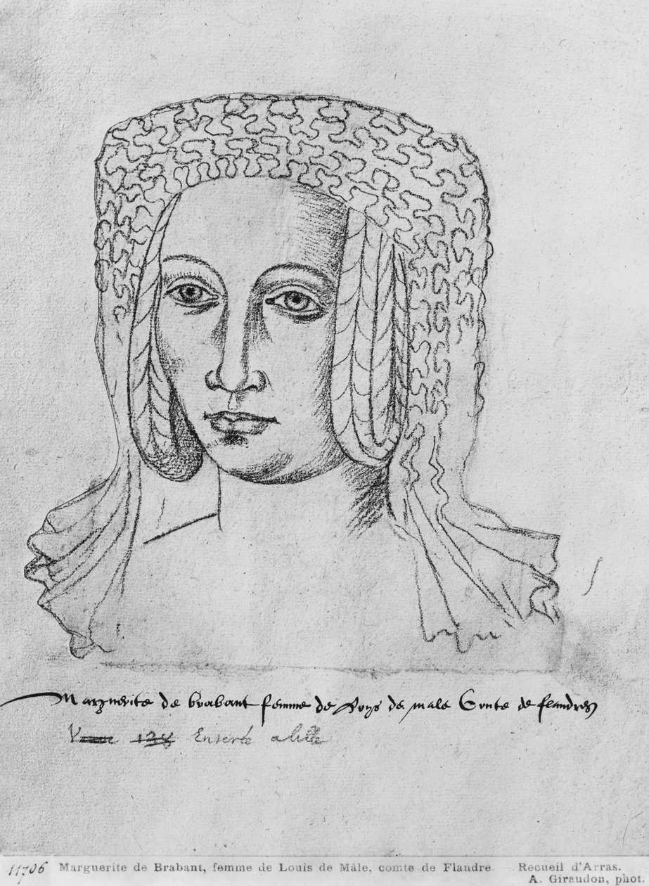 Ms 266 fol.55 Marguerite de Brabant, II. Lajos flandriai, III. Lajos artois és I. Lajos burgundiai nádor felesége, akit Male Lajos néven ismernek, a „The Recueil d