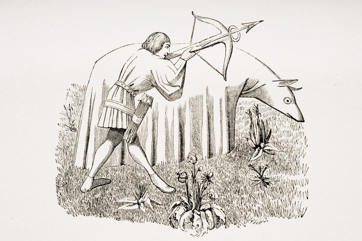 Hogyan vigyünk ruhát, hogy megközelítsük a vadállatokat a 15. századi Phoebus-kézirat miniatűrje után, Paul Lacroix (1806-84) „Le Moyen Age et La Renaissance” című művéből, 1847-ben. alkotó: French School