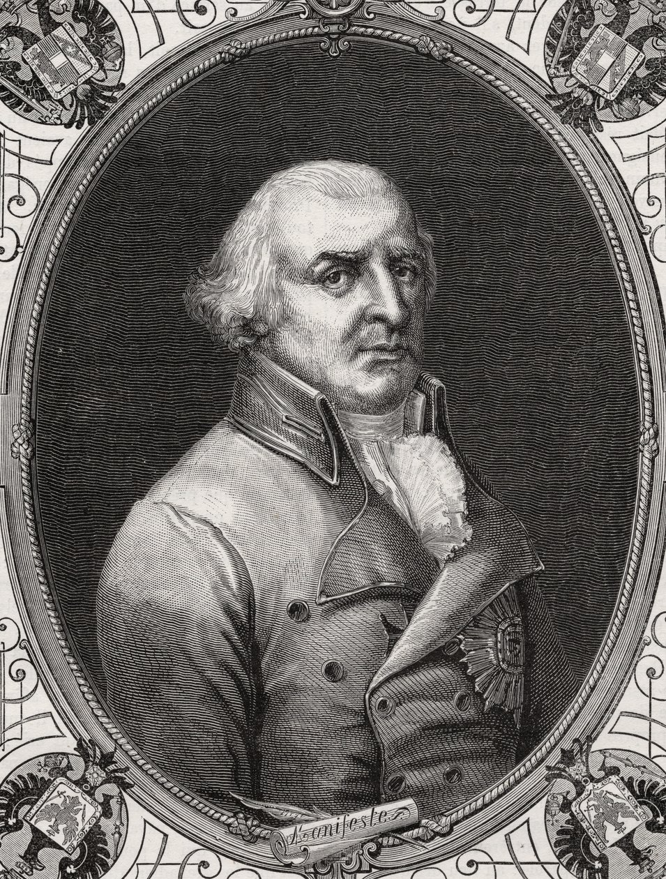 Karl Wilhelm Ferdinand, Brunswick-Luneberg hercege, Rambert nyomán Stephane Pannemaker (1847-1930) metszette, Louis Blanc (1811-82) "Histoire de la Revolution Francaise" című művéből alkotó: French School