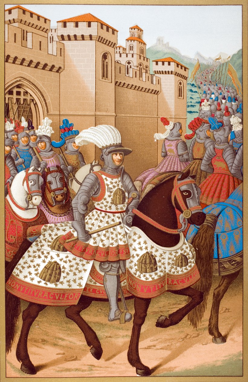 XII. Lajos (1462-1515) és hadserege elhagyja Alexandriát, 1507. április 24-én, Jean Marot (1619-79) miniatúrája nyomán Paul Lacroix (1806-64) „Le Moyen Age et La Renaissance” című művéből, 1847-ben (l szín) alkotó: French School