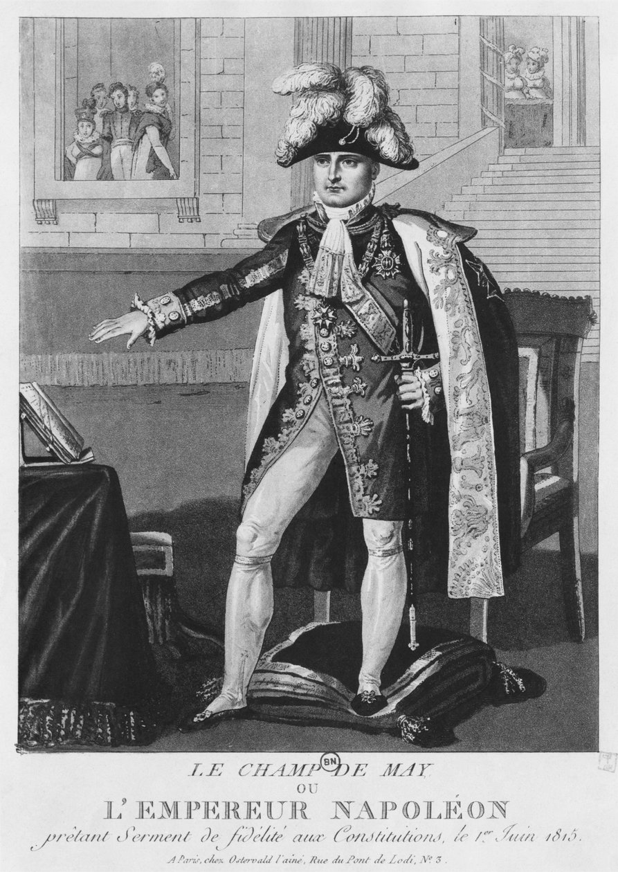 A „Champ de Mai” vagy I. Napóleon császár hűséget esküdve az alkotmányokhoz 1815. június 1-jén 1815. április 22-i kiegészítő aktus a Birodalom alkotmányához (metszet alkotó: French School