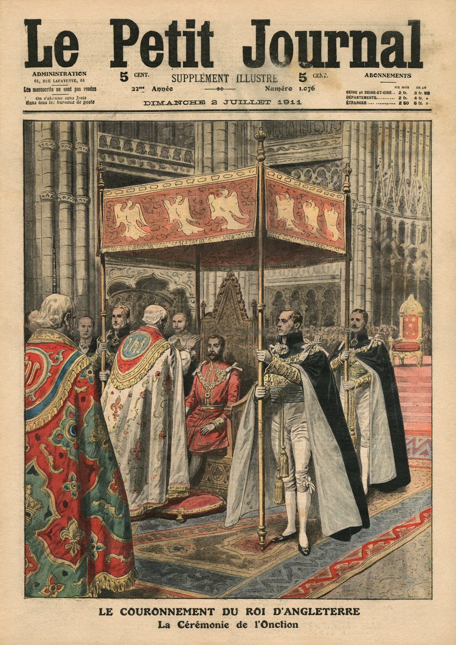 V. György király megkoronázása (1865-1936) és a felszabadulási ceremónia a Westminster Abbey-ben, 1911. június 23., illusztráció a „Le Petit Journal”-ból, kiegészítő illusztráció, 1911. július 2. alkotó: French School