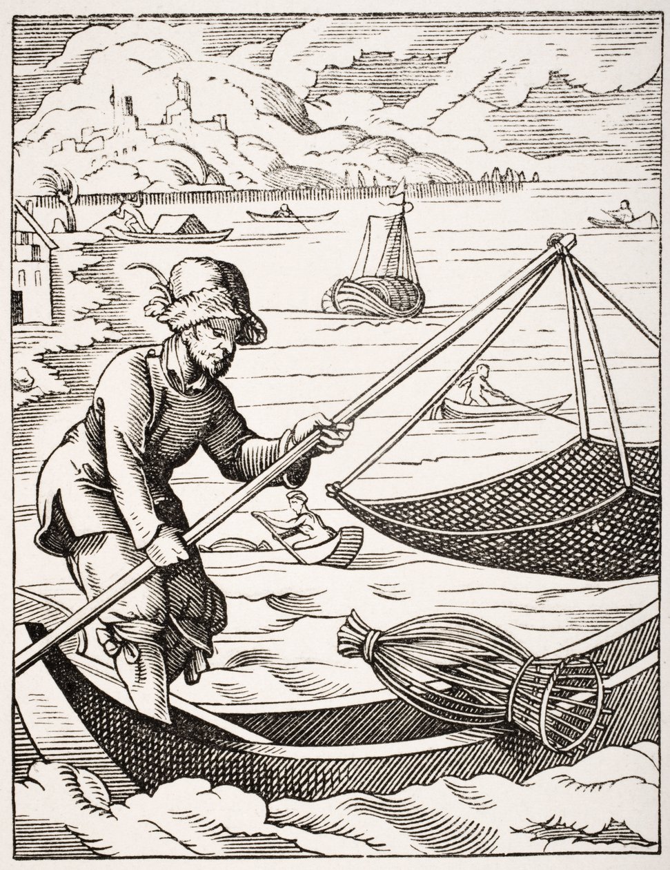 A folyó halász, Jost Amman (1539-91) 16. századi illusztrációja nyomán Paul Lacroix (1806-84) „Le Moyen Age et La Renaissance” című művéből, 1847-ben megjelent. alkotó: French School
