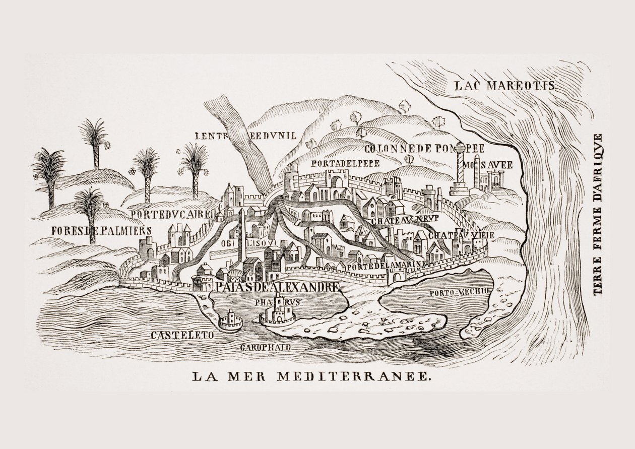 Alexandria, Egyiptom, P. Belon „Observations de Plusieurs Singularitez” fametszete után, Párizs, 1588, Paul Lacroix (1806-84) „Le Moyen Age et la Renaissance” című művéből, 18. alkotó: French School