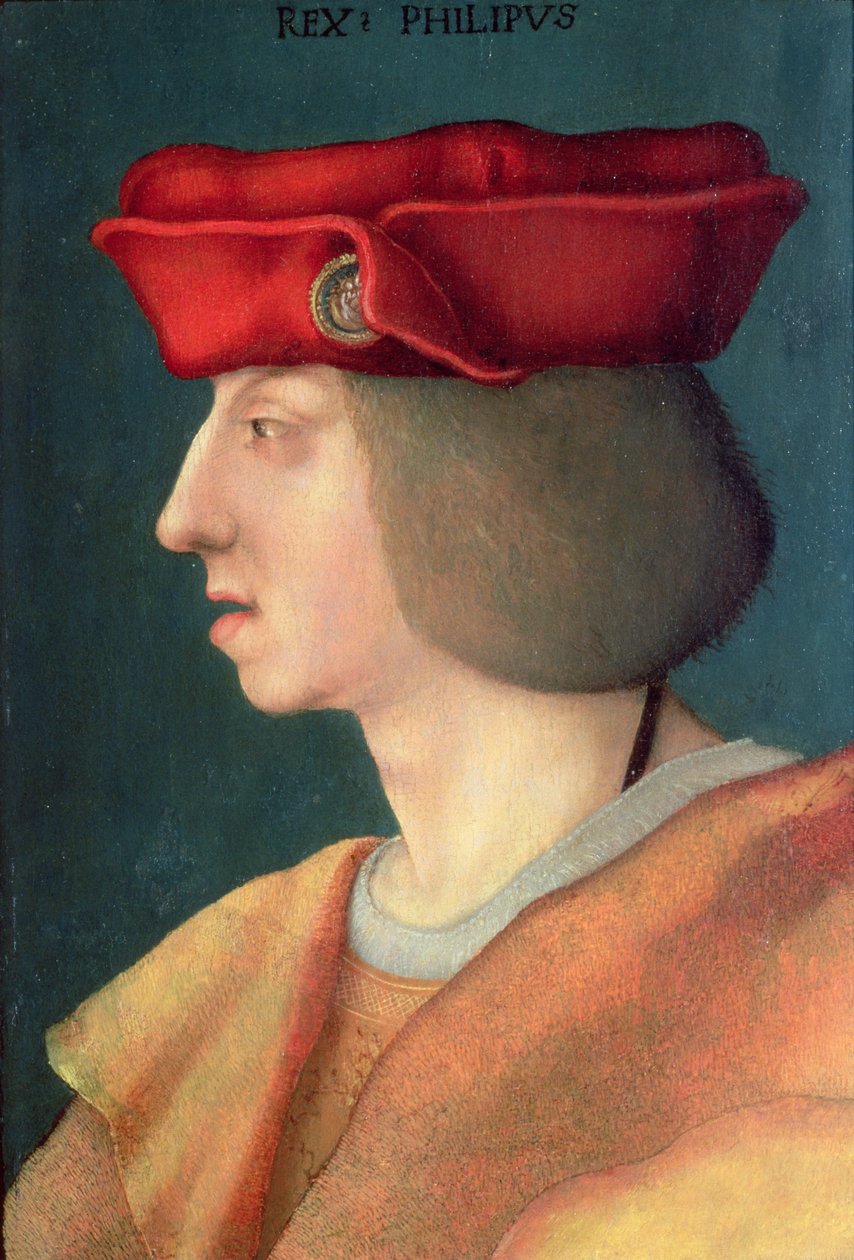 I. Fülöp, a „jóképű” spanyol király (1478-1506): I. Maximilian császár (1459-1519) és Burgundiai Mária (1457-82) fia, valamint Kasztíliai Joanna férje (1479-1555) (panel) alkotó: German School