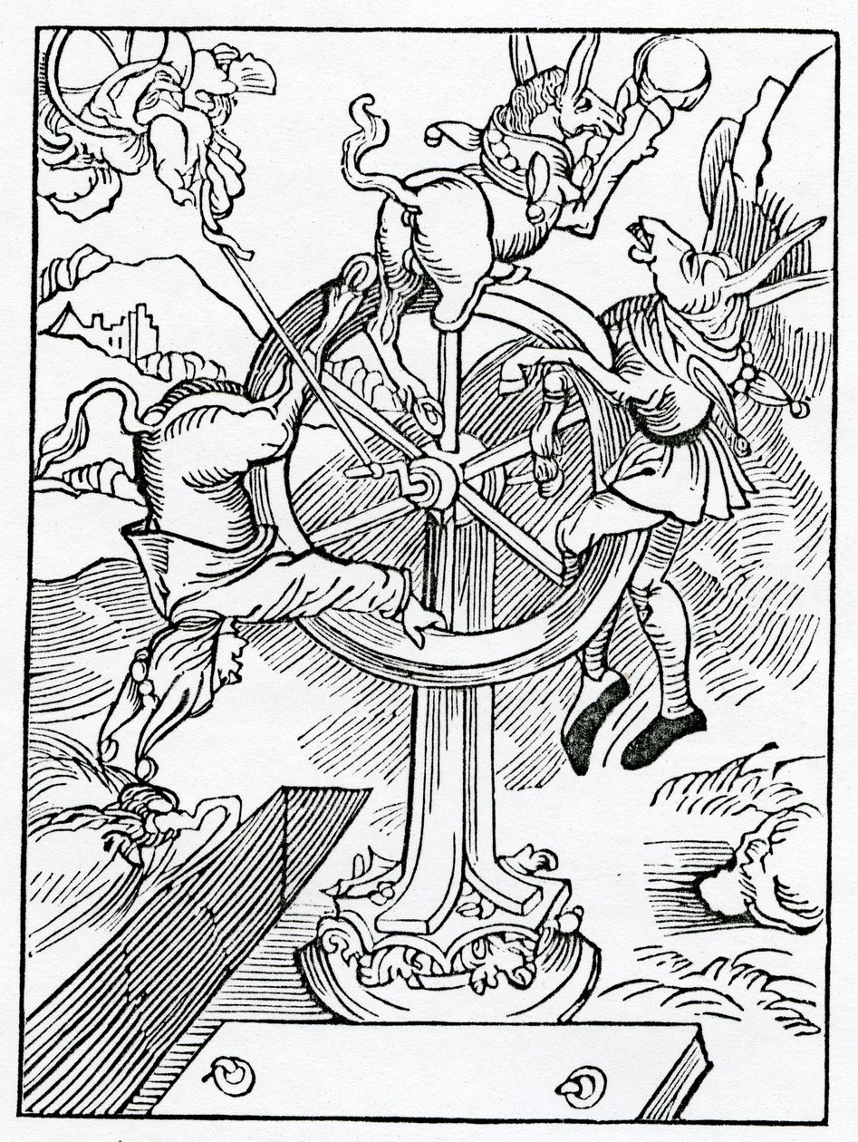A világi becsület és hatalom végéről, valamint az abban bízó nyavalyákról, illusztráció Alexander Barclay „A bolondok hajója” angol fordításából, egy 1874-ben megjelent kiadásból alkotó: German School