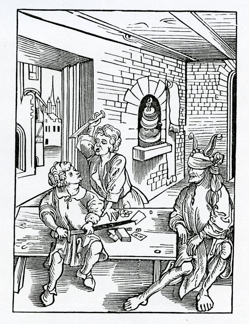 A hanyag faderek műveltségéről anenst yr cyldren, illusztráció Alexander Barclay „A bolondok hajója” angol fordításából, egy 1874-ben megjelent kiadásból alkotó: German School