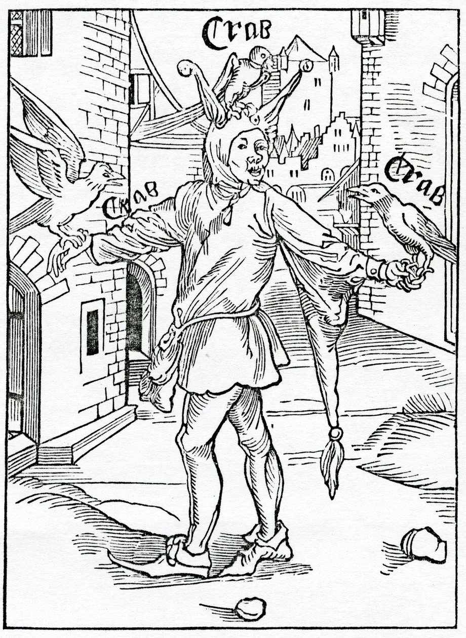 Azok közül, amelyek napról napra meghosszabbítják önmagukat, illusztráció Alexander Barclay „A bolondok hajója” angol fordításából, egy 1874-ben megjelent kiadásból. alkotó: German School