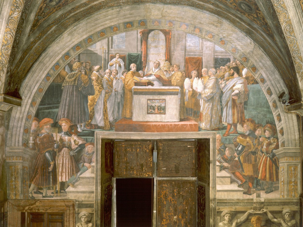 Leo III indoklása alkotó: Raffaello Sanzio Raphael