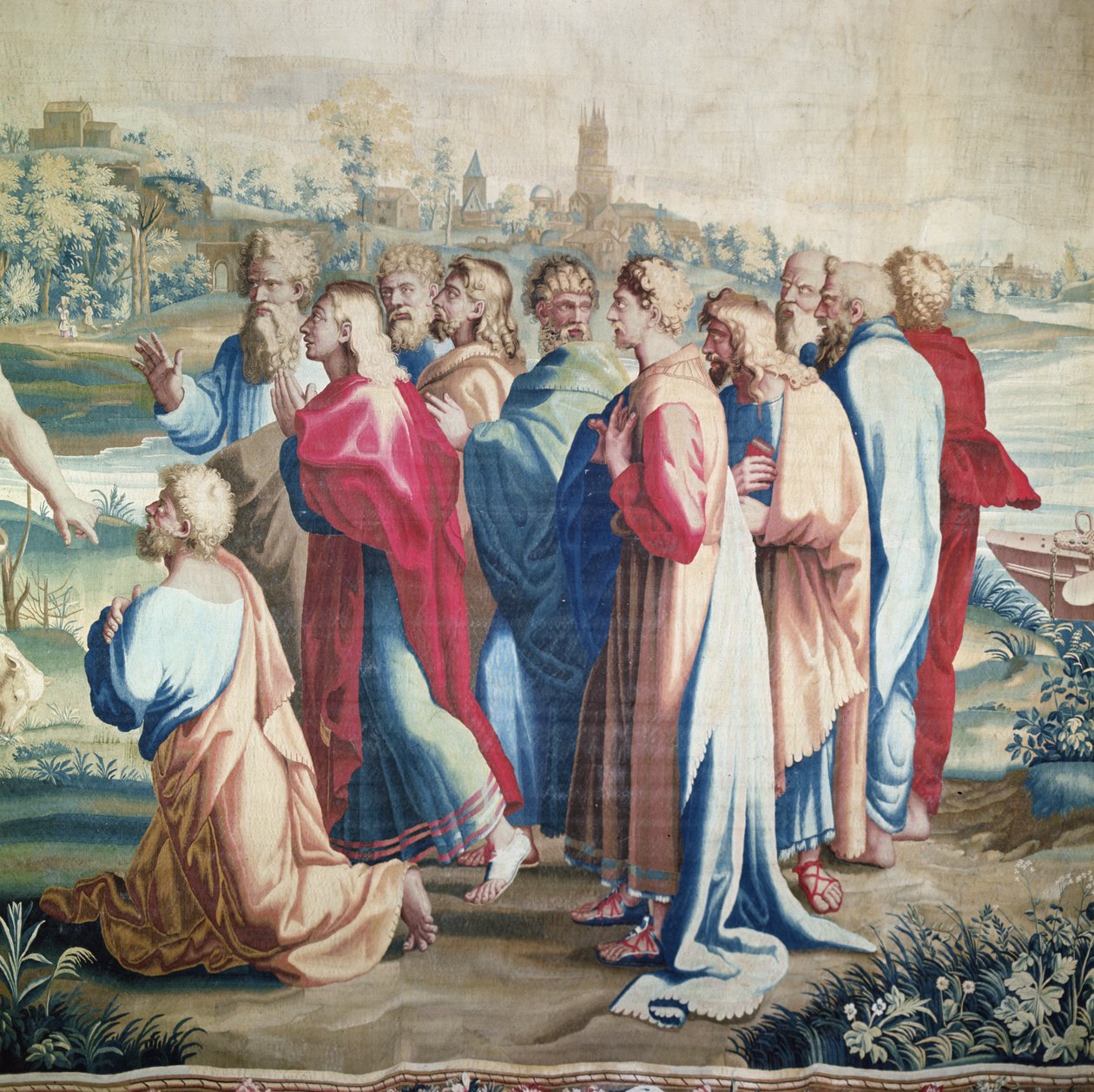 Az Apostolok cselekedeteit, Szent Pál hívását ábrázoló gobelin (az apostolok részlete), szőtték a Beauvais-i műhelyben Philippe Behagle (1641-1705) irányításával, 1695-98 (gyapjúszalagok). alkotó: Raffaello Sanzio Raphael