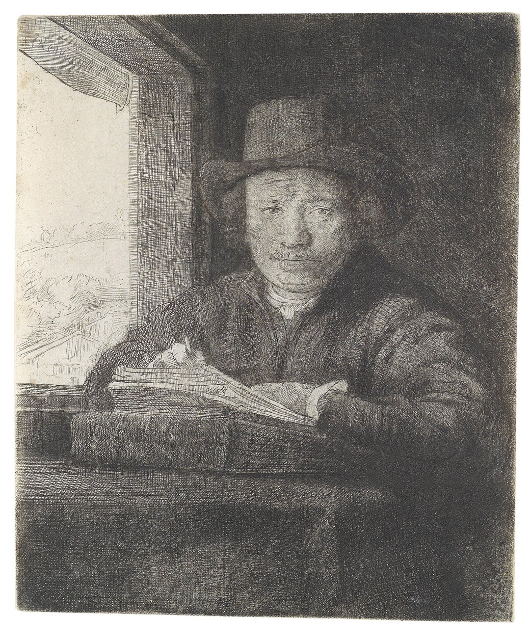 Önarckép rajzolása az ablaknál alkotó: Rembrandt van Rijn
