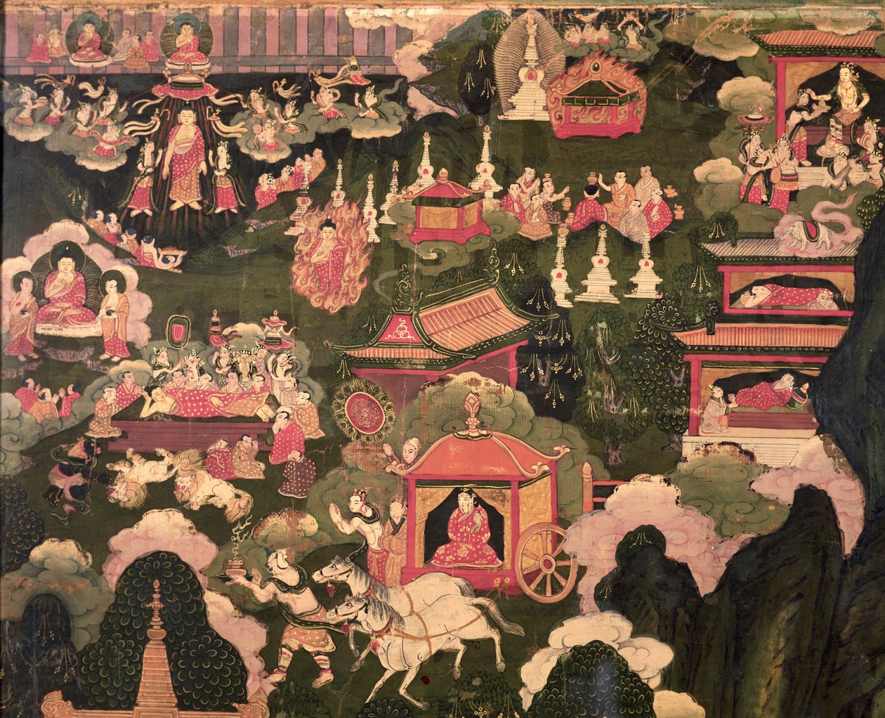 Parinirvána és Buddha halála, "Sákjamuni Buddha élete" alkotó: Tibetan School