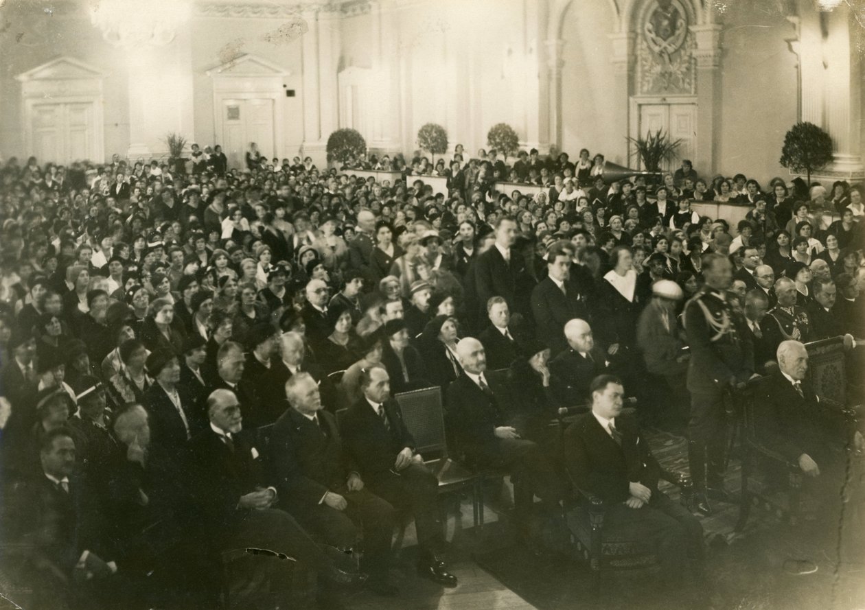 Związek Pracy Obywatelskiej Kobiet, lengyel nőszervezet plenáris ülése Varsóban, 1933. Sittin a szélsőjobboldali köztársasági elnökről, Ignacy Mościcki alkotó: Unknown