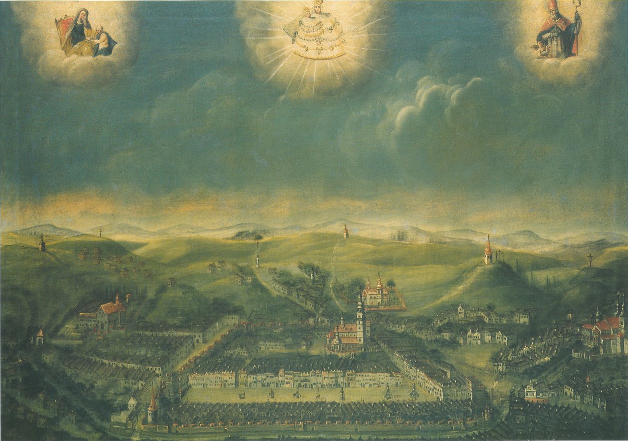 Třebíč cseh város festménye 1677 -ben készült az ausztriai Mariazellben alkotó: Unknown