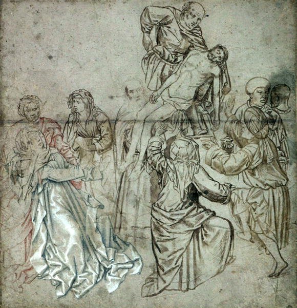 Campin elveszett triptichonjának középső táblája, valószínűleg Vranck van der Stock (1424-95) rajzolta (toll és kréta papíron) alkotó: Master of Flémalle