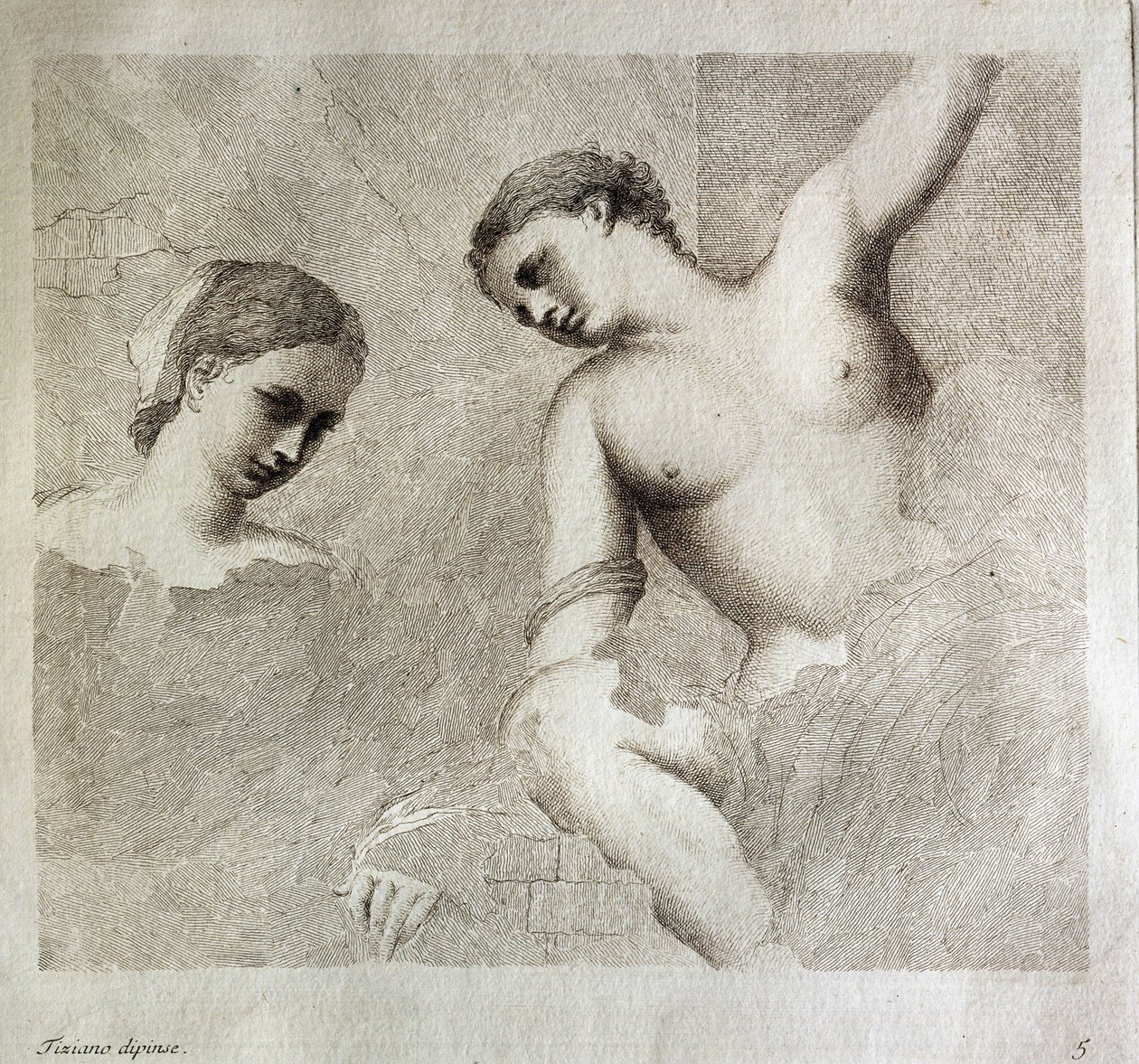 Női karakterek. Balra lent "Tiziano Dipinse". Giorgio da Castelfranco, más néven Giorgione (1476/1478-1510) metszete. Kunsthistorisches Institute, Firenze. alkotó: (1476/8 1510) Giorgione