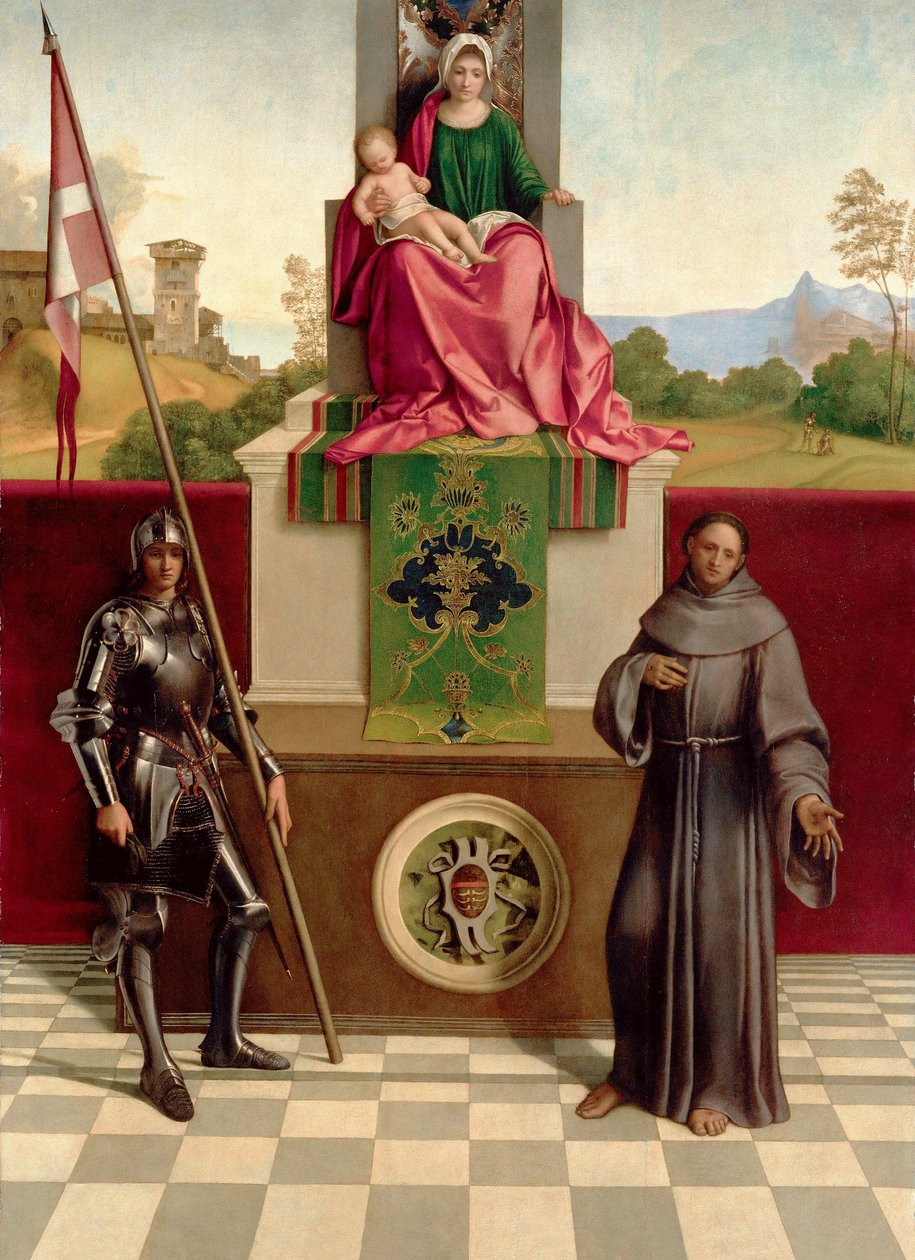 Madonna és gyermeke Szent Ferenc és Szent Nicasius között (Castelfranco Madonna) 1503-04 körül (olaj, fa) alkotó: Giorgione