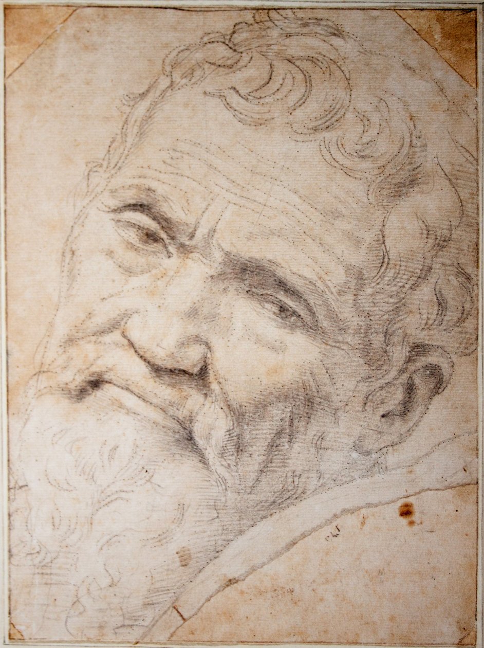 Michelangelo Buonarroti portréja. Szén, kréta papíron, 1550 körül alkotó: Daniele da  Volterra