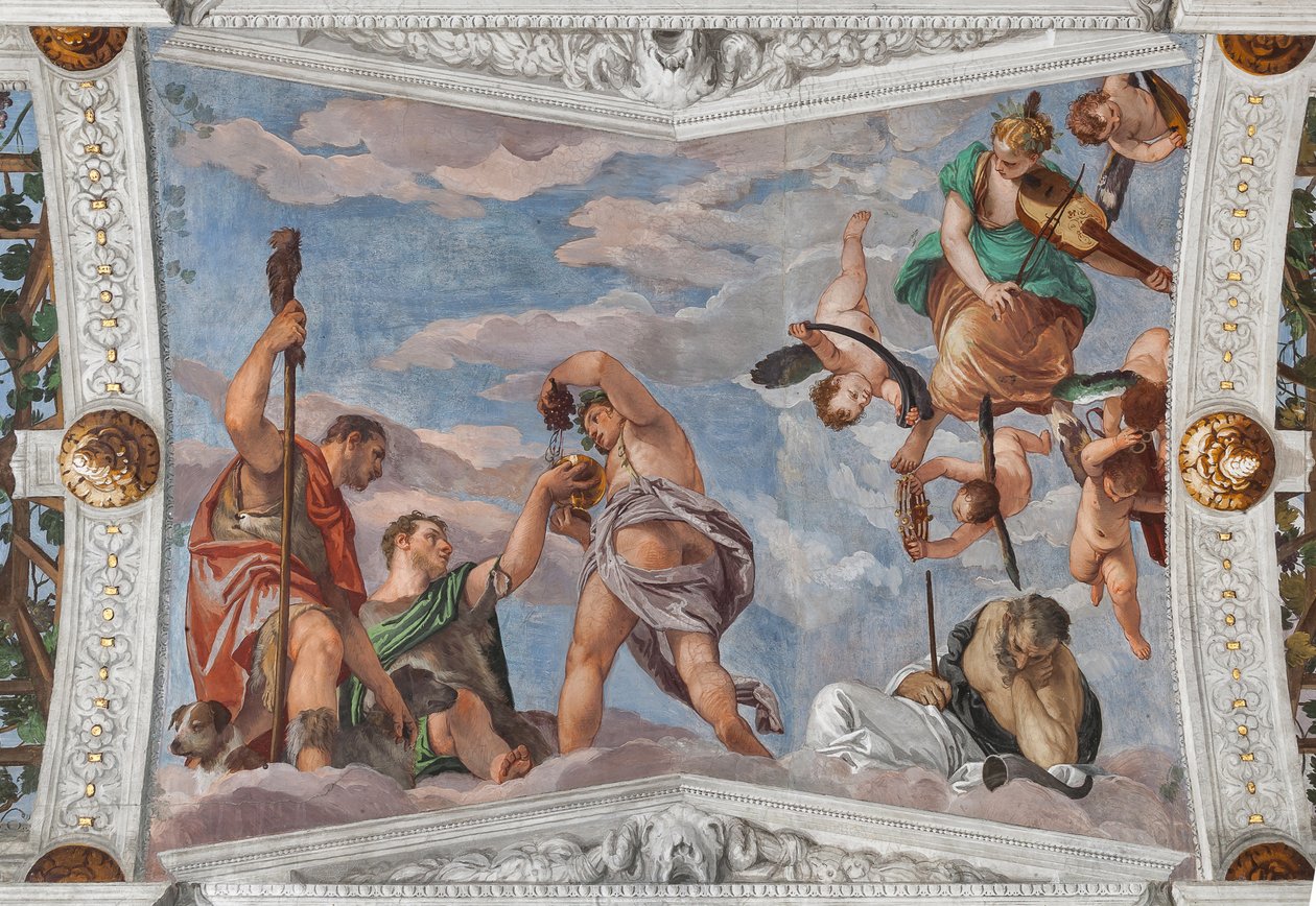 Bacchus tanítja a pásztorokat a szőlő használatára alkotó: Veronese